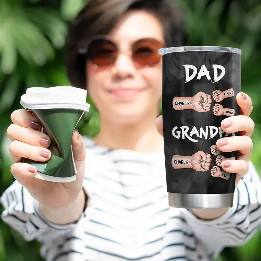 Dad and Grandpa Personalized Fist-Bump Travel Tumbler