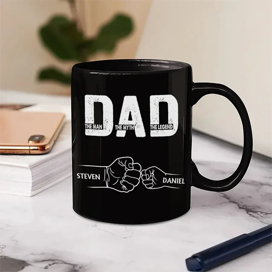 Dad The Man The Myth The Legend Personalized Fist-Bump Mug