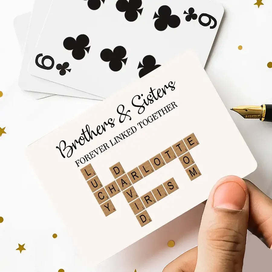 Brothers and Sisters Forever Linked Personalized Playing Cards