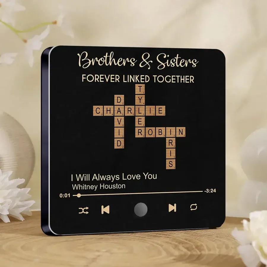 Brothers and Sisters Forever Linked Personalized Acrylic Music Magnet