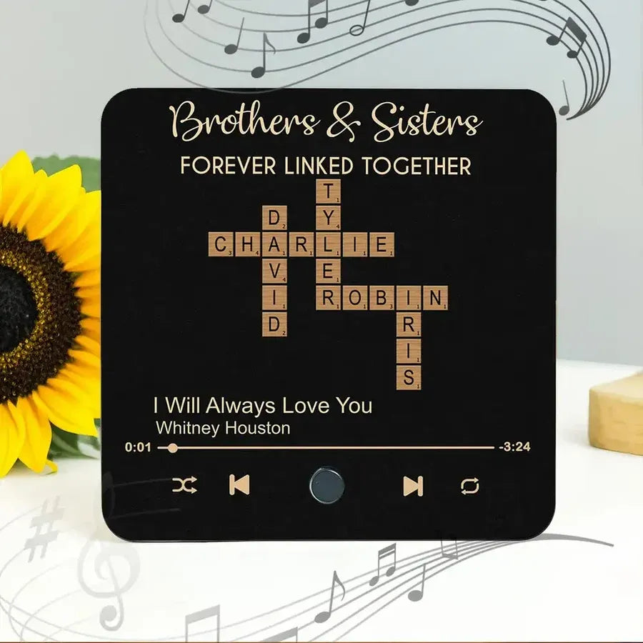 Brothers and Sisters Forever Linked Personalized Acrylic Music Magnet