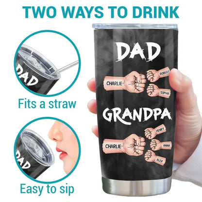 Dad and Grandpa Personalized Fist-Bump Travel Tumbler