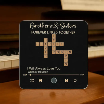 Brothers and Sisters Forever Linked Personalized Acrylic Music Magnet