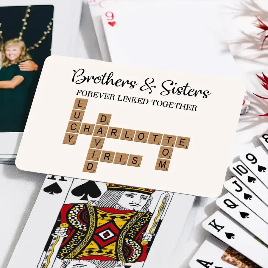 Brothers and Sisters Forever Linked Personalized Playing Cards