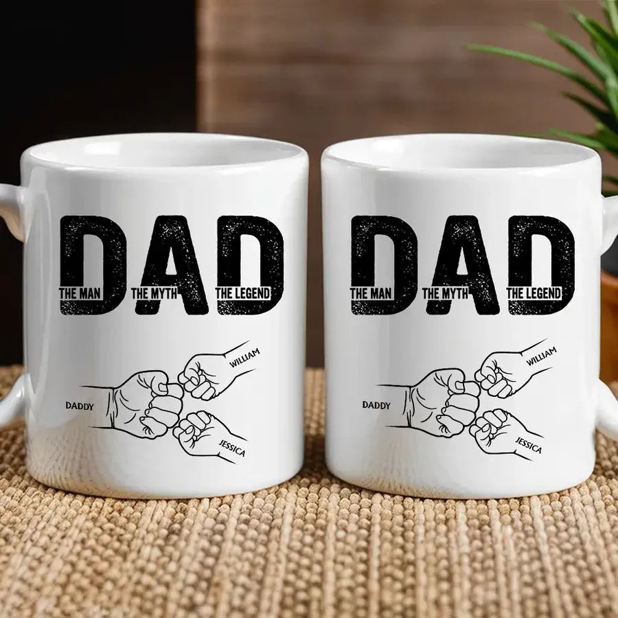 Dad The Man The Myth The Legend Personalized Fist-Bump Mug